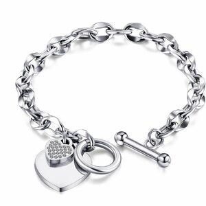 18KT Gold Plated Heart Toggle Bracelet NWT